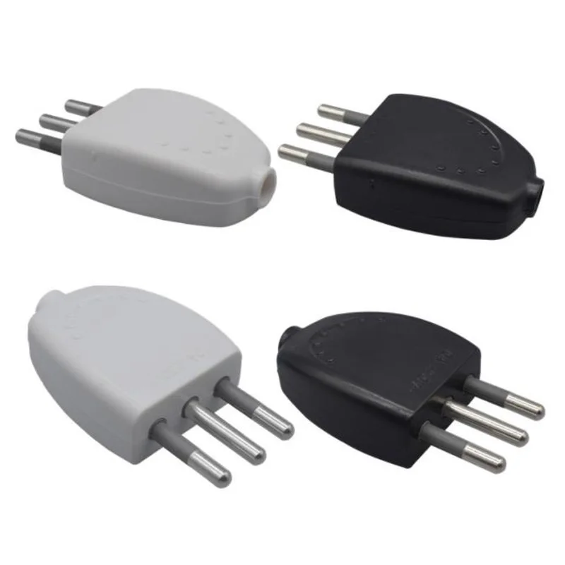 Clavijas de enchufe de alimentación de cableado desmontable, negro y blanco, 10A, 250V, cobre, UE, Italia, Chile, Argentina, se pueden girar 90 grados