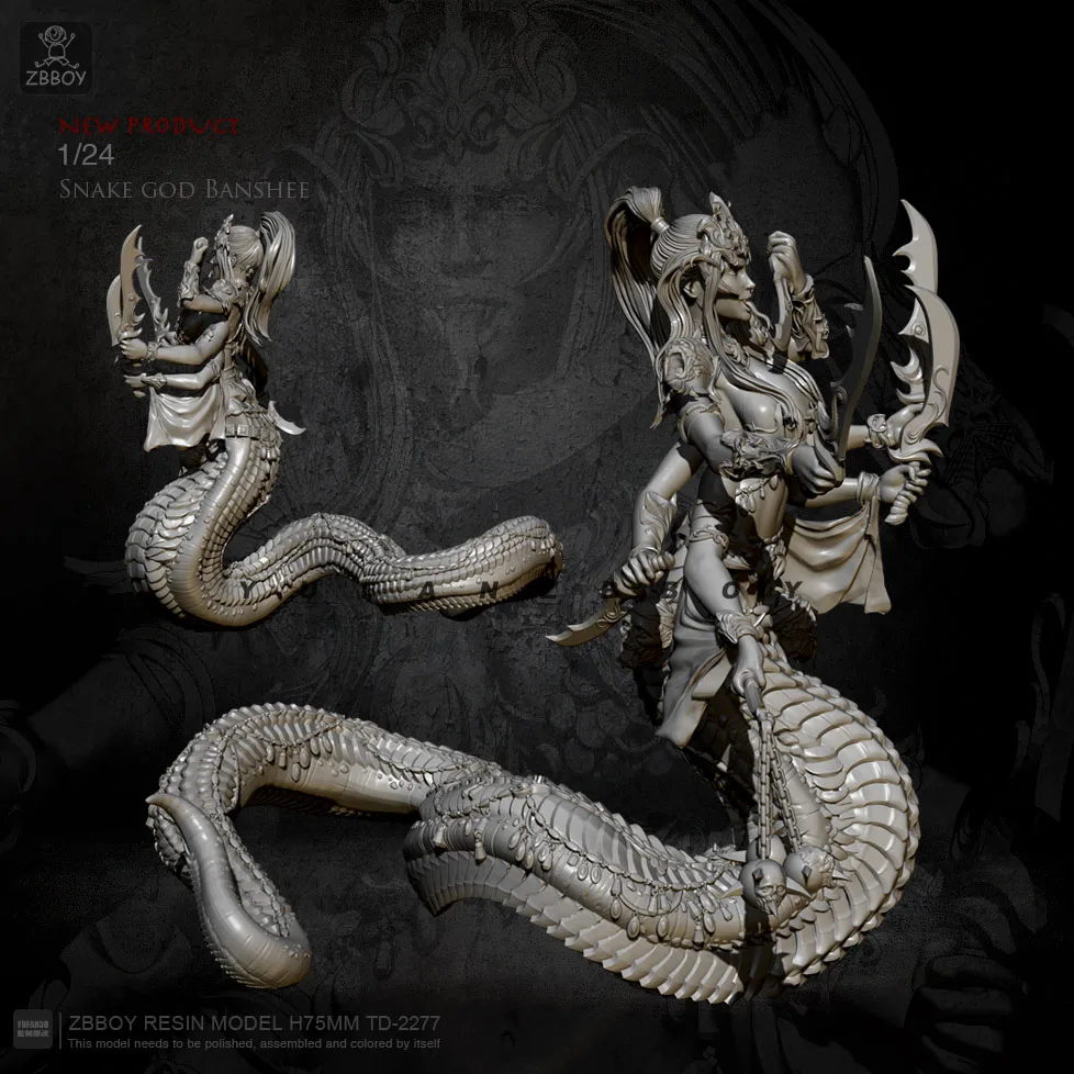 1/24 Resin Figure Kits Snake body Demon Model Self-assembled TD-2277