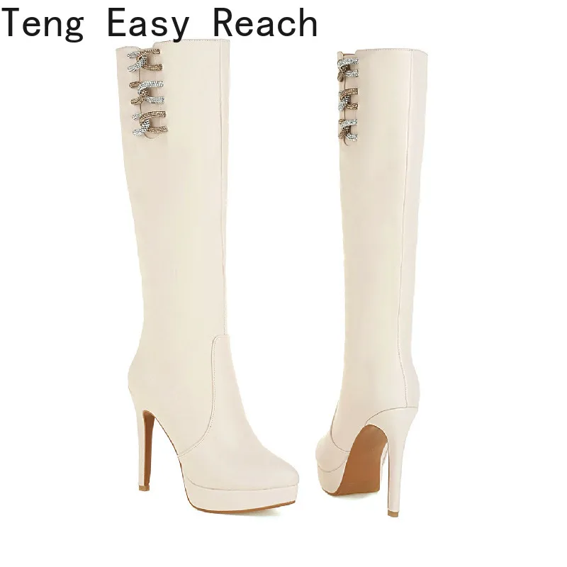 

2021 Fashion Thigh High Boots Women Platform Autumn Winter Knee High Boots Sexy High Heels Fetish White Shoes Woman Plus Size 45