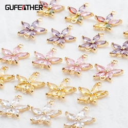 GUFEATHER M780,jewelry accessories,pass REACH,nickel free,18k gold plated,zircon pendants,jewelry making,diy earrings,10pcs/lot