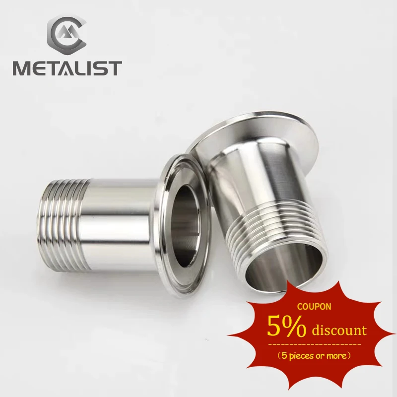 

METALIST 2" DN50 Stainless Steel SS304 Sanitary Male Threaded Ferrule OD 77.5 Pipe Fitting fit for 2.5" Tri Clamp