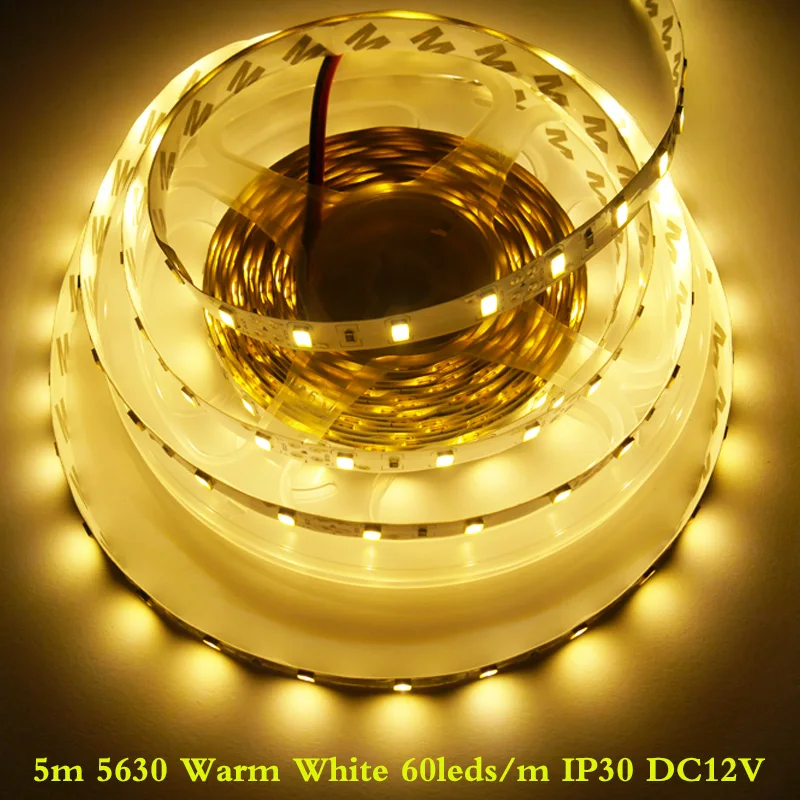 5M 5630 60leds/m Led Strip DC12V 300leds Flexible Led Tape Light White/Warm White/Red/Blue Waterproof/Not Waterproof IP30/IP65