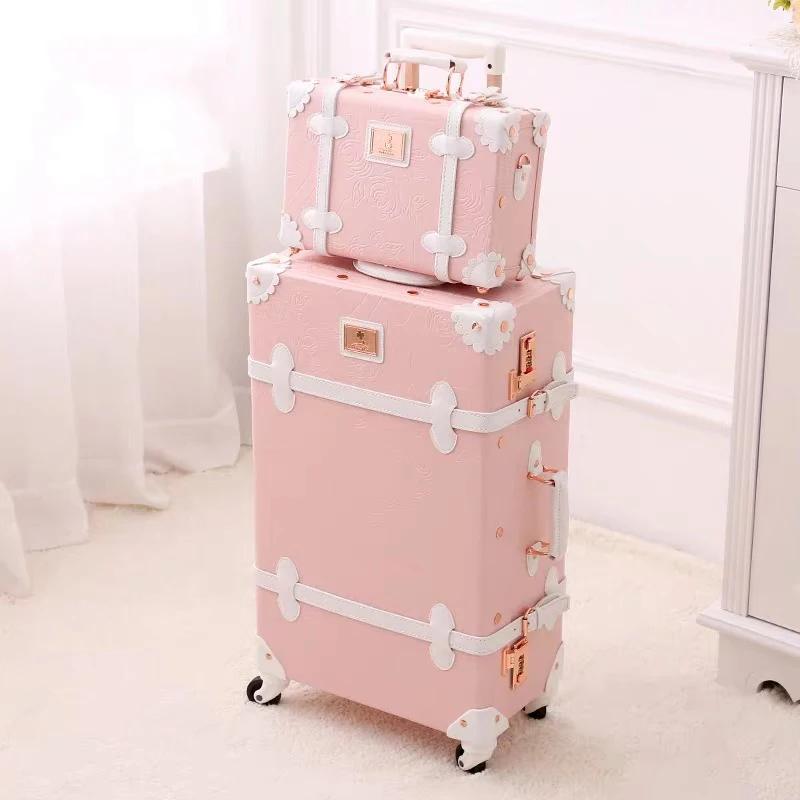 Fashion popular perfect Trolley Suitcase Women Flowers 20/22/24/26 inch stylish Rolling Luggage with handbag brand travel valise