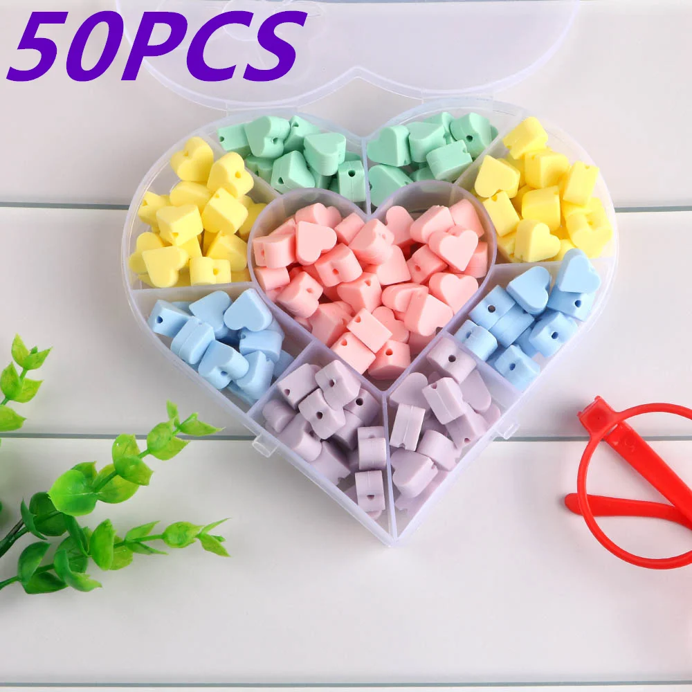 50Pcs Mini Star/Heart/Crown Silicone Beads DIY Baby Silicone Teething Pacifier Chain Necklace Jewelry Handmade Accessories