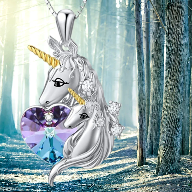 Fashionable income classic lucky guardian mother and child unicorn lady necklace symbolizes the origin of love. Gifts for girls