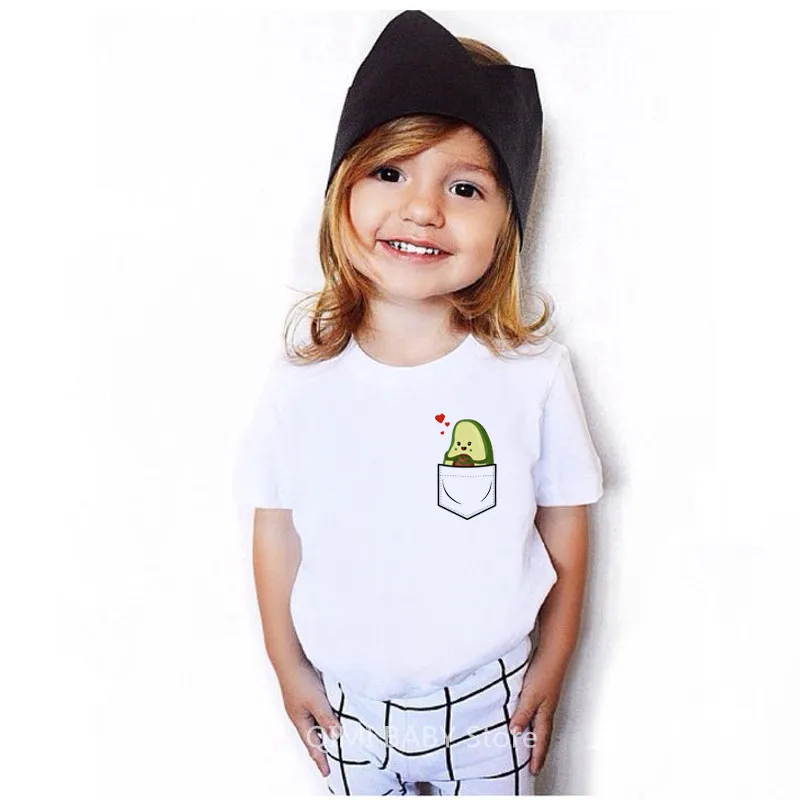 New Korean Cute Avocado Vegan Child Boy T-shirts Kawaii Cartoon Toddler Tshirt Summer Small Fresh Harajuku Girl Tops Tumblr