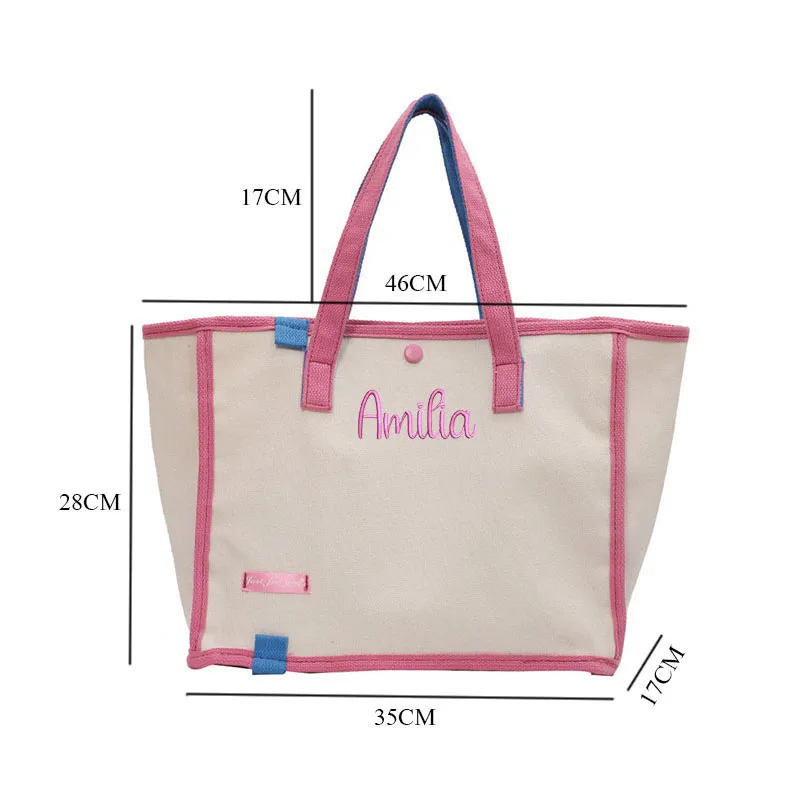 Borsa da donna personalizzata in tela a contrasto di moda borsa da donna ricamo personalizzato tela Shopping borsa a tracolla Logo regalo