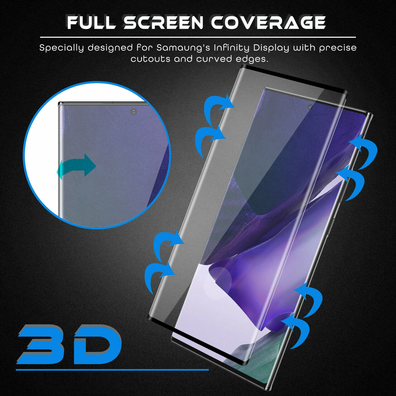 For Samsung Galaxy Note 20 Ultra Screen Protector Curved Tempered Glass Protectors Full Screen Coverage Protective Film Note20