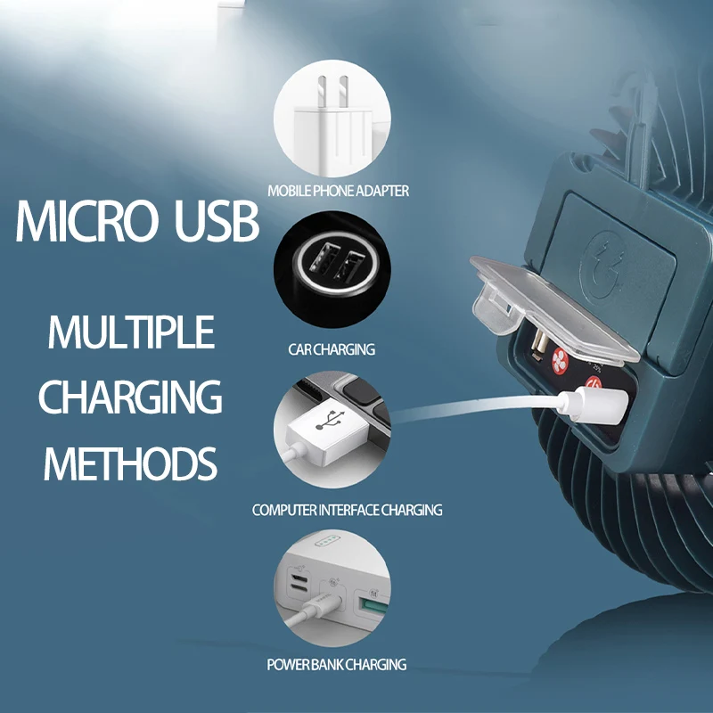 Portable Fan light USB Recharge Power Bank Camping Lamp Multifunction Outdoor Lighting LED Hanging Tent Fan Light