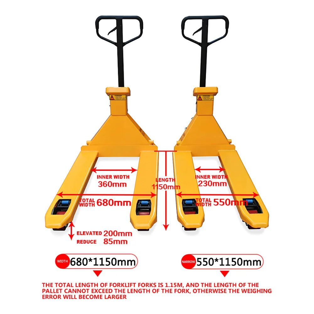 Weighing trailer Electronic forklift scale 2 tons 3 tons manual hydraulic pallet forklift