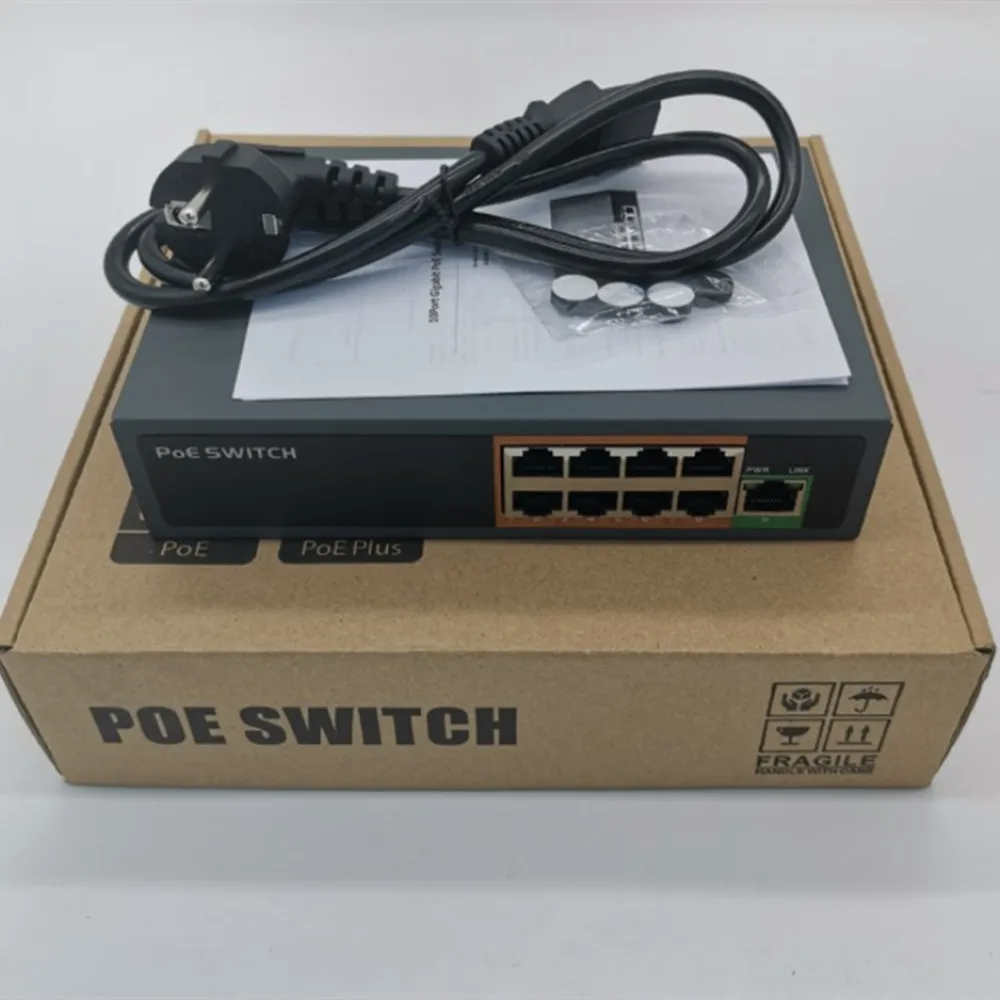 POE switch 48V with  100Mbps 8 Ports IEEE 802.3 af/at ethernet switch Suitable for IP camera/Wireless AP/POE camera
