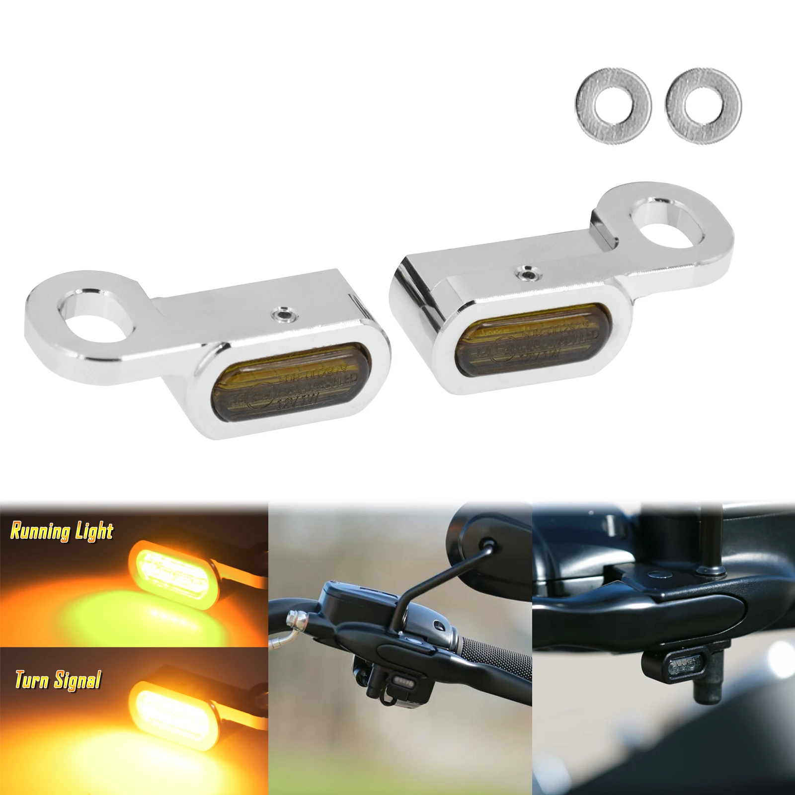 

2XMotorcycle Amber LED Turn Signal Indicator Running Light For Harley Softail Slim FLS 2016-2017 Touring Street Glide FLHX 14-20