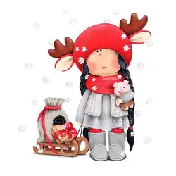 Sleigh Gift Pig Doll Elk Hat Girl Metal Cutting Dies Human Doll Stencil for DIY Craft Scrapbooking Cards Decorative