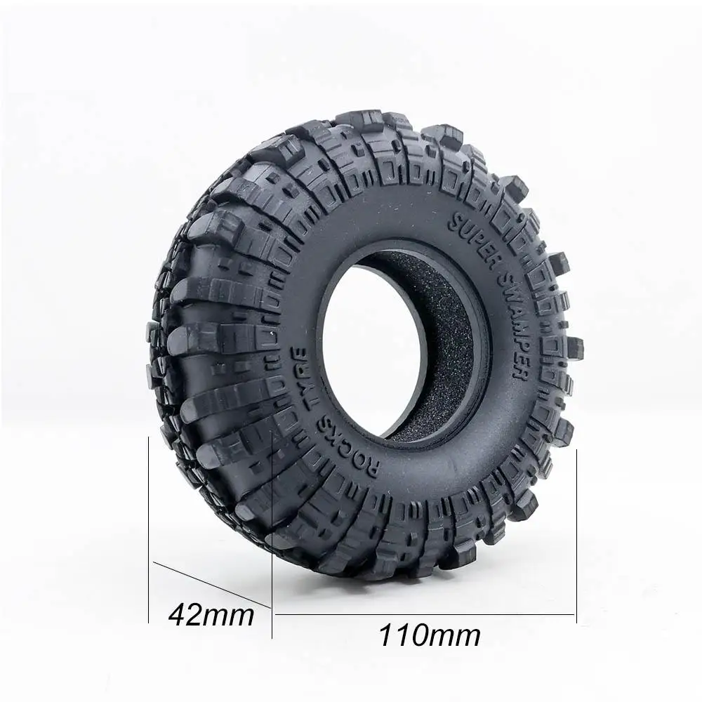 4pcs 1.9 Inch 110mm Rock Crawler Tire Wheel With Solid Beadlock Wheel Rim For 1/10 Axial Trax Trx4 Rc4wd D90 D110 Tf2 Rc Car