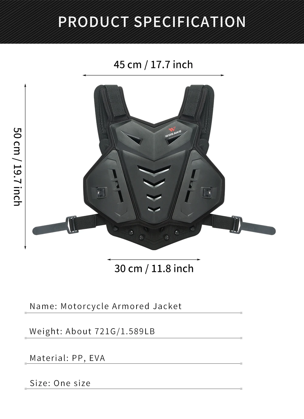 WOSAWE Adult MTB Motorcycle Armor Motocross Vest Jacket Back Chest Body Protector Off-Road Motorbike Protective Gear Armor Suit