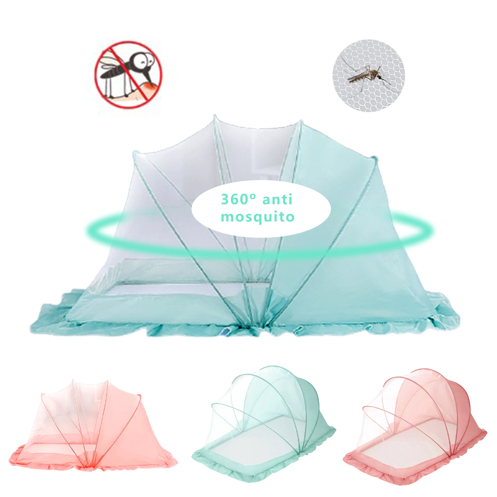 2021 Brand New Portable Foldable Baby Kids Infant Bed Dot Mosquitos Net Tent Crib Sleeping Cushion Collapsible Portable