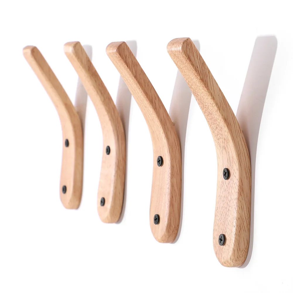 1Pc Oak Wood Coat Wall Mounted Vintage Single Hook Hat Rack Towel Hanger Wood Wall Organizer Hook Decorative For Home Bar Hotel