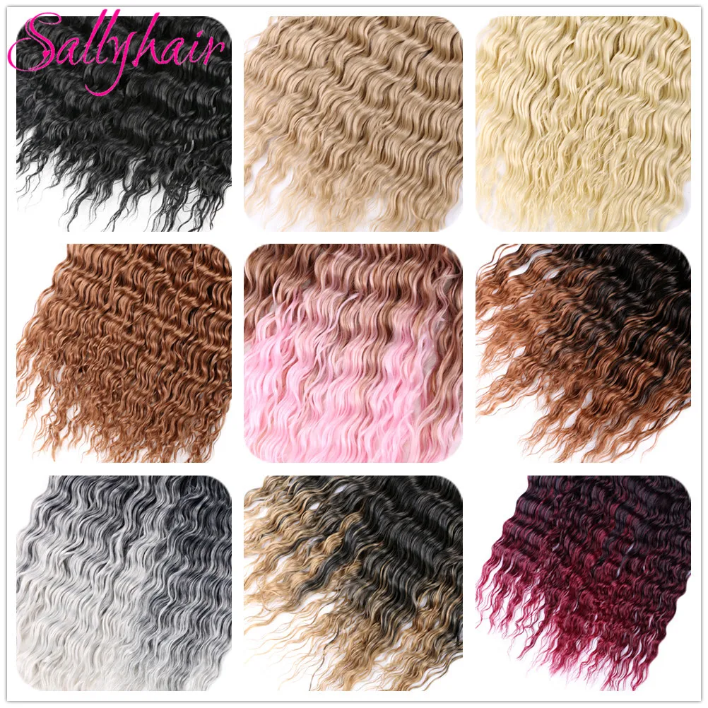 Sallyhair syntetyczne Zizi głęboka fala szydełkowe włosy blond fala oceaniczna 32 Cal Afro loki lekki warkocz z włosów Ombre rozszerzenia