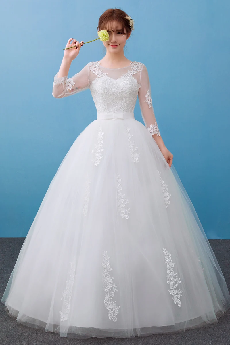 2022 novo vestido de casamento de três quartos manga rendas até vestido de baile vestido de noiva simples sem mangas vestidos de casamento vestido de noiva