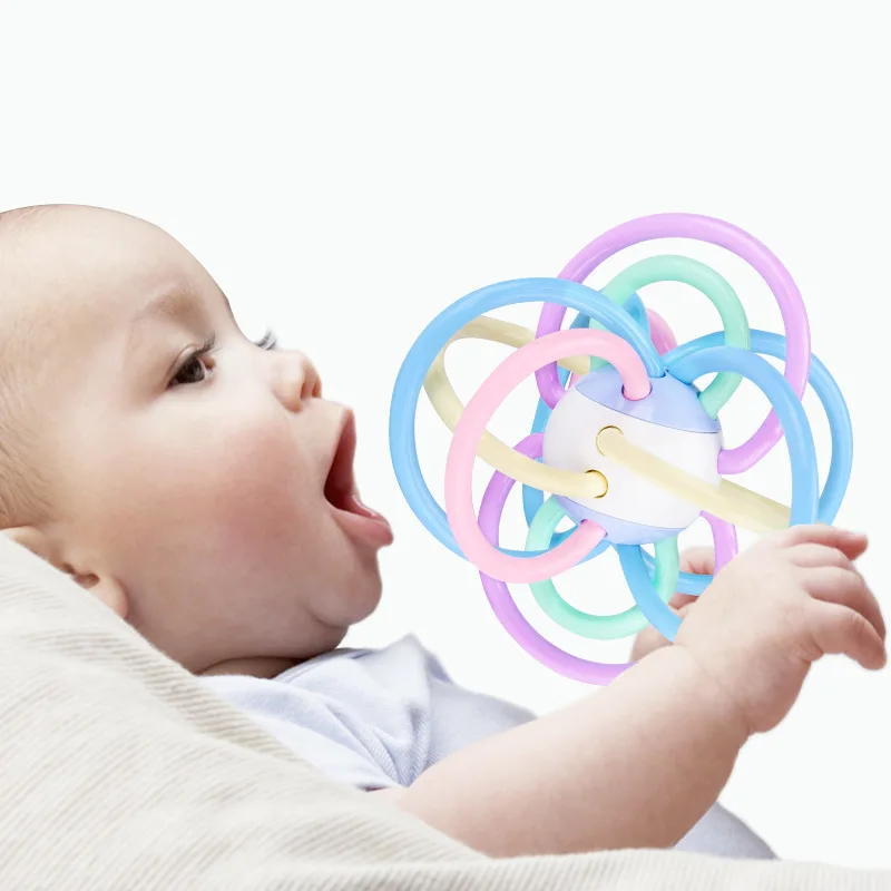 Nonpoisonous Baby Gutta Percha Molars Teether Vision Training Ball Gift for BB Molar Hand Ring Boiled Disinfection