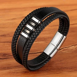 XQNI Multi-layer 4 color Selection Hand-woven Accessories Combination Men Stainless Steel Leather Bracelet Valentine's Day Gift