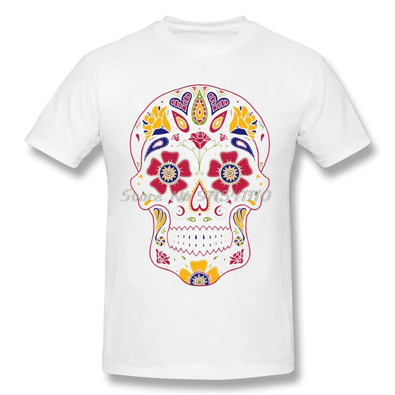 Day Of The Dead Sugar SkullAnime Clothes Design Halloween Trick-or-treating Cotton Men T-Shirt