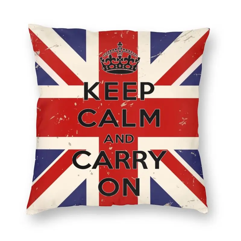 Keep Calm And Carry On British Flag Cushion Cover Two Side Print Throw Pillow Case for Car Fashion Pillowcase Home Decoration