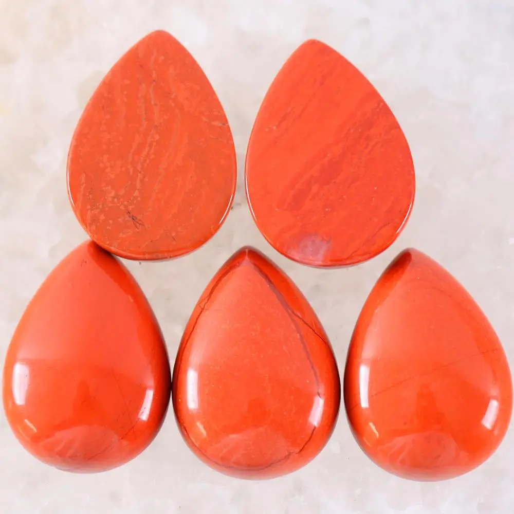 5Pcs/ Lot 25MM CAB Cabochon Natural Stone Red Onyx Water Drop For Jewelry Making Women Men Ring Gem Cabochon No Hole Bead