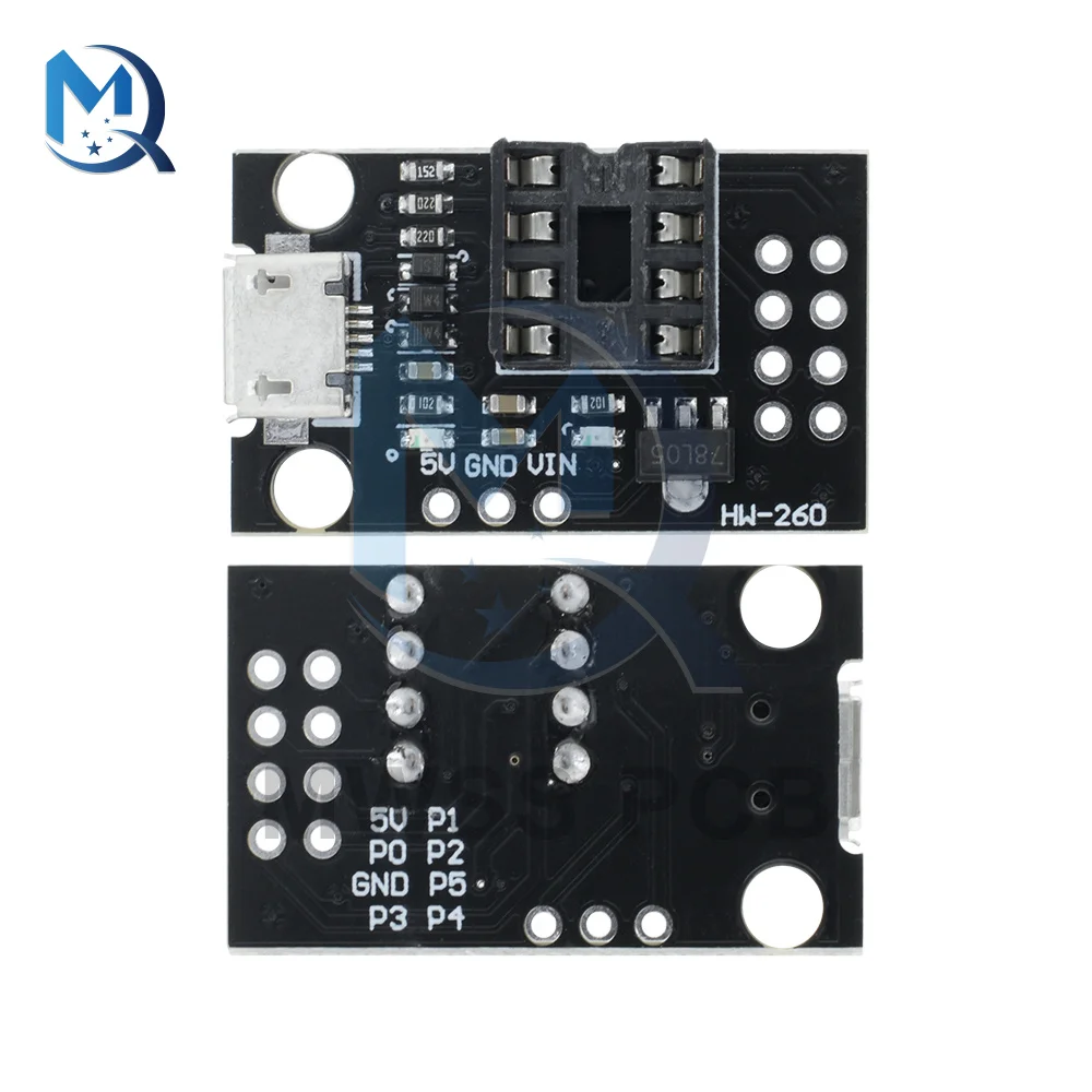 ATTINY Development Programming Board pluggable ATtiny13A / ATtiny25 / ATtiny45 / ATtiny85 DIP-8 pin ​Development Board