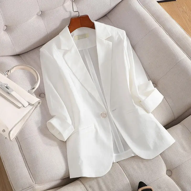 White Suit Jacket Women New Summer Fashion Thin Blazer Women Plus Size 3XL Chaquetas Elegant Casaul Blazers Autumn Coat C7451