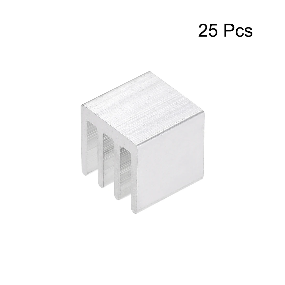 Uxcell Paralel Line Notch Heatsink untuk MOS GPU IC Chip Perak 10X10X10 Mm 25 Buah