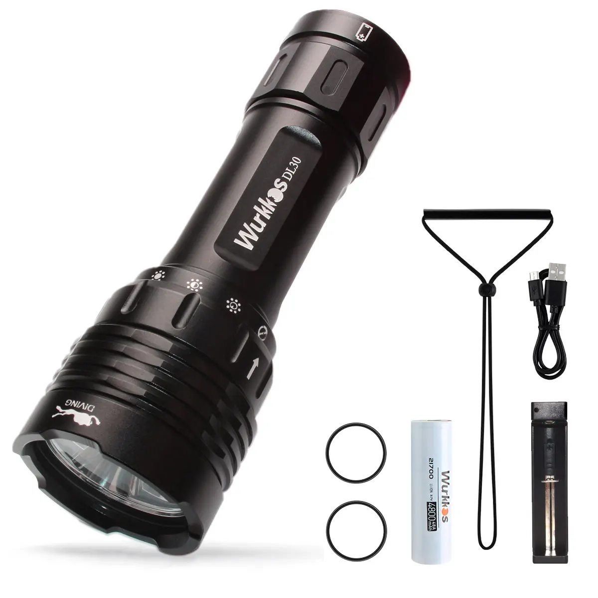 Lampe de plongée Wurkkos DL30 3600 Lm IPX8 étanche, rechargeable 21700, 3 modes, idéale pour la pêche sous-marine