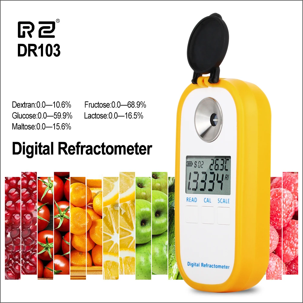 

RZ Digital Refractometer LCD Display Brxi Fruit Juice Sugar Meter Refractometer For Dextran Fructose Glucose Lactose Maltose