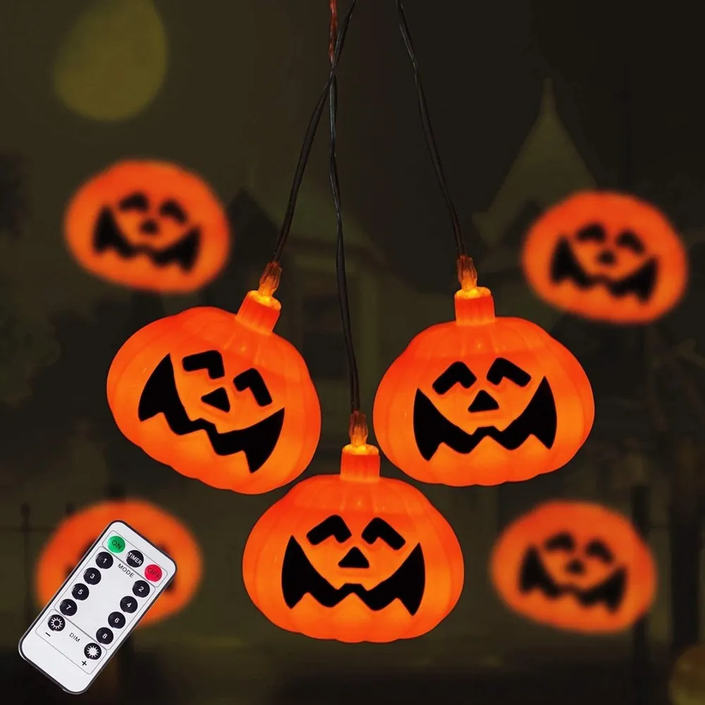 

Halloween Decoration Spider Ghost Bat Jack O Lanterns DIY Decor for Halloween Party Battery Operated 3/6M Strings With Remote