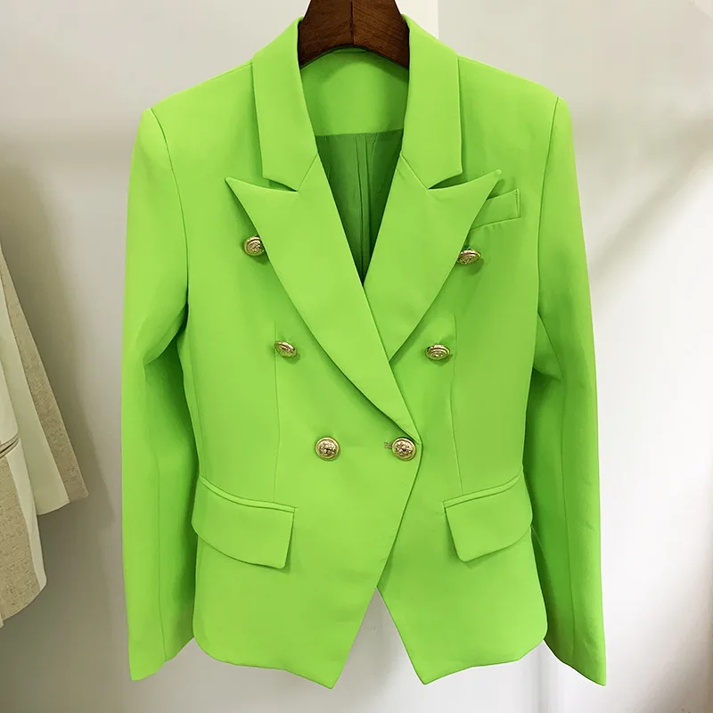 Autumn 2021 Fashion Women's High quality Double-breasted blazers coat Hot Fashion fluorescent green coat C432