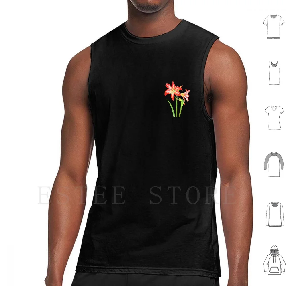 Orange Hippeastrum Vittatum Montanine Flower Watercolor Tank Tops Vest Orange Flower Red Flower Hippeastrum Vittatum