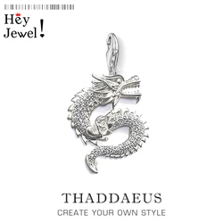 White CZ China Dragon Charm Women Men 2019 Fashion Vintage Lucky  Pendant Fit Bracelet Necklace Collares