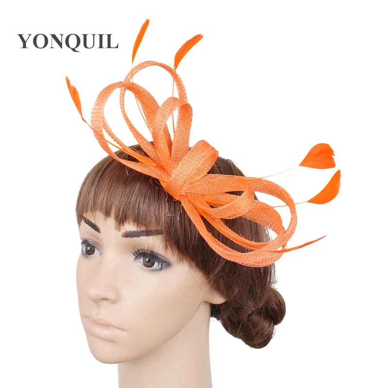 Bow Hair Wedding Fascinators Accessories Bride Mariage Headwear Women Elegnt Party Dinner Headdress Hair Pin Feather Hat Chapeau