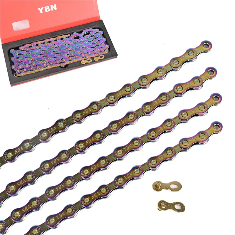 

YBN Colorful Mountain Road Bike 12 Speed Chain 126L Links 12s Bicycle Chain MTB Bike Rainbow Chains For Shimano SRAM Campanolo