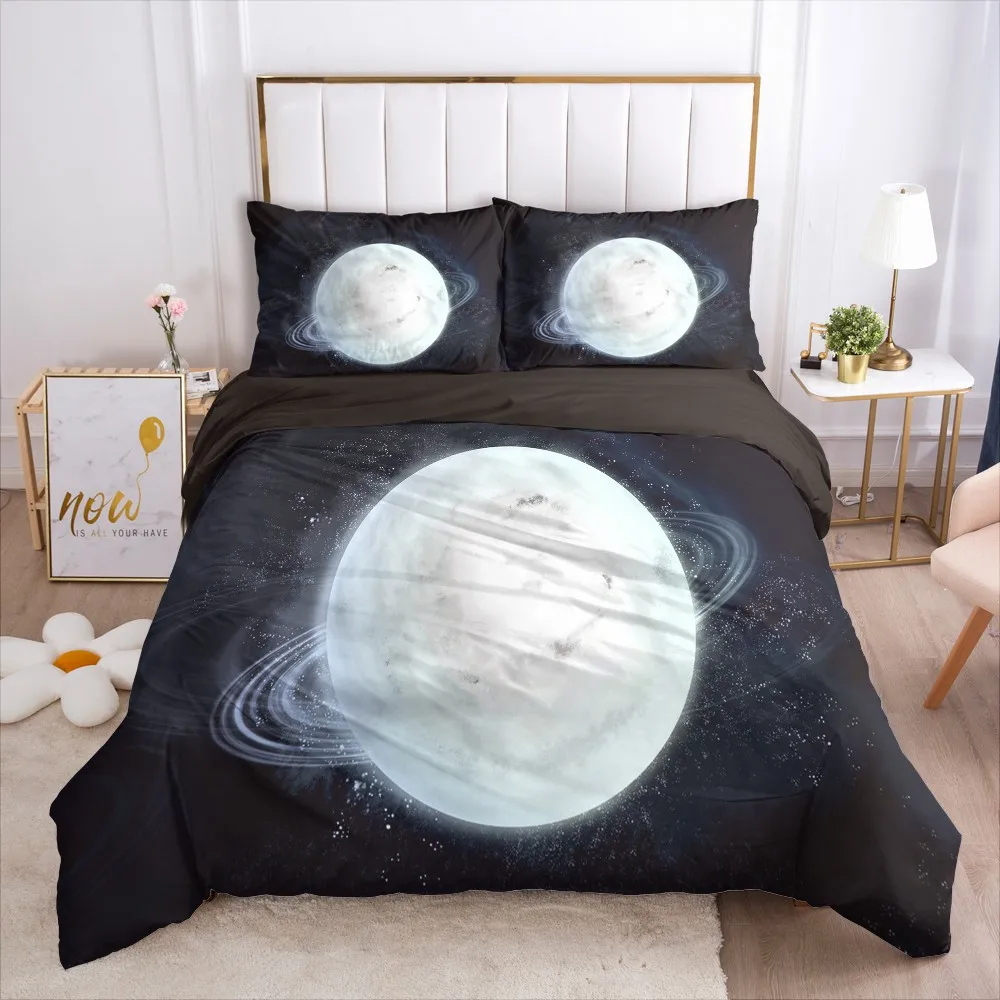 

3D Bedding Sets Duvet Quilt Cover Set Comforter King Queen Full Double Size Custom Simple Black Space Pillowcases Bed Linens