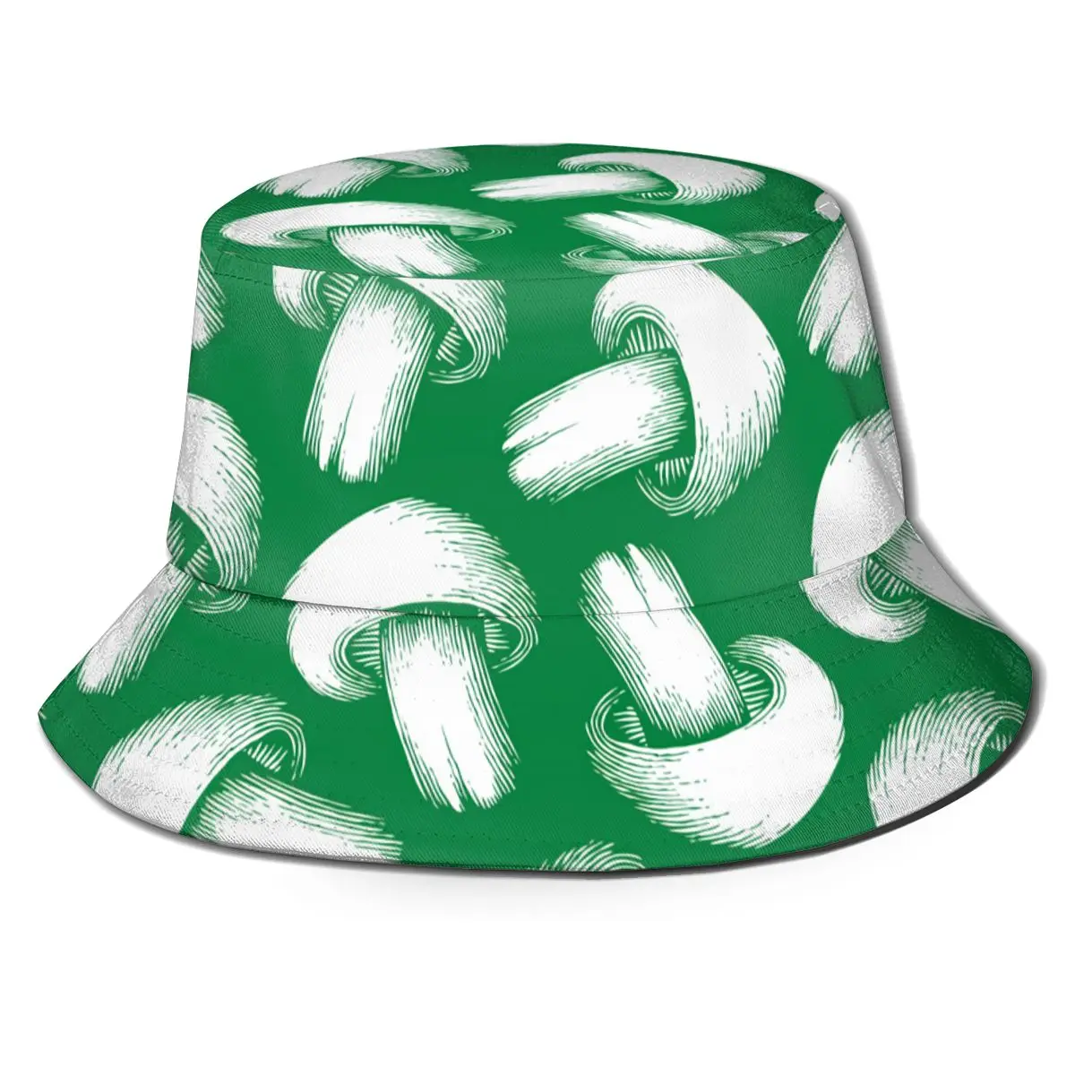 

NOISYDESIGNS Champignon Mushrooms Print Bucket Hats Outdoor Cap Sun Shade Fisherman Caps Harajuku Foldable Fishing Hat Green