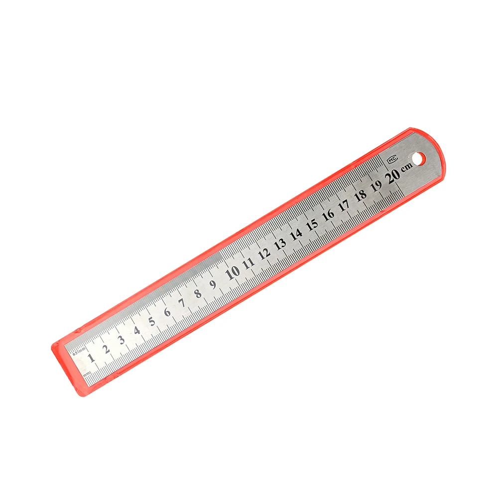 20CM doppia scala laterale metallo acciaio righello dritto strumento di misurazione di precisione spessa artigianato forniture di cancelleria multifunzione MG009