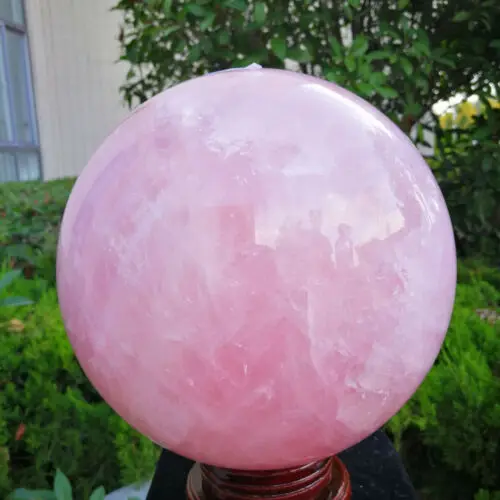 26lb natural pink rose crystal ball quartz healing sphere reiki