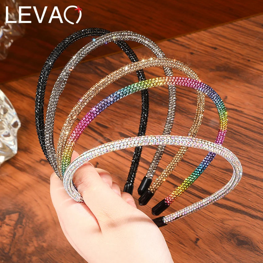 Levao Shiny Rhinestone Headband For Girls 2022 New Multicolor Hair Band Hoop Bezel Hair Accessories Headwear