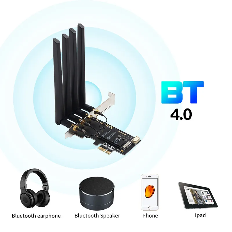 1750Mbps BCM94360CD PCIe masaüstü Wifi kartı 802.11ac Bluetooth 4.0 Bcm94360 kablosuz adaptör MacOS Hackintosh için masaüstü PC