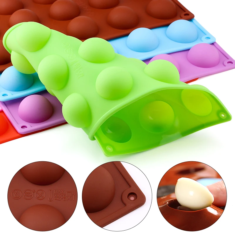 6 Colors 15/24/35 Holes Semicircle Pudding Mold Hemisphere Silicone Chocolate Mould Jelly Dessert Cake Baking Decorative Tools