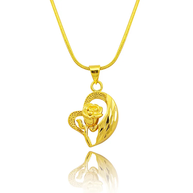 CLASSIC WOMEN'S WEDDING ENGAGEMENT JEWELRY 18K GOLD NECKLACE PENDANT NECKLACES ELEGANT FLOWER CLAVICLE CHAIN NECKLACE FEMALE