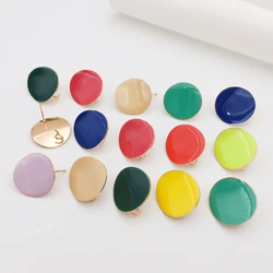 10 PCS Mixed DIY Enamel Earrings Setting Jewelry Stainless Steel 20MM Round Stud Ear With Rings Hoop Earrings for women
