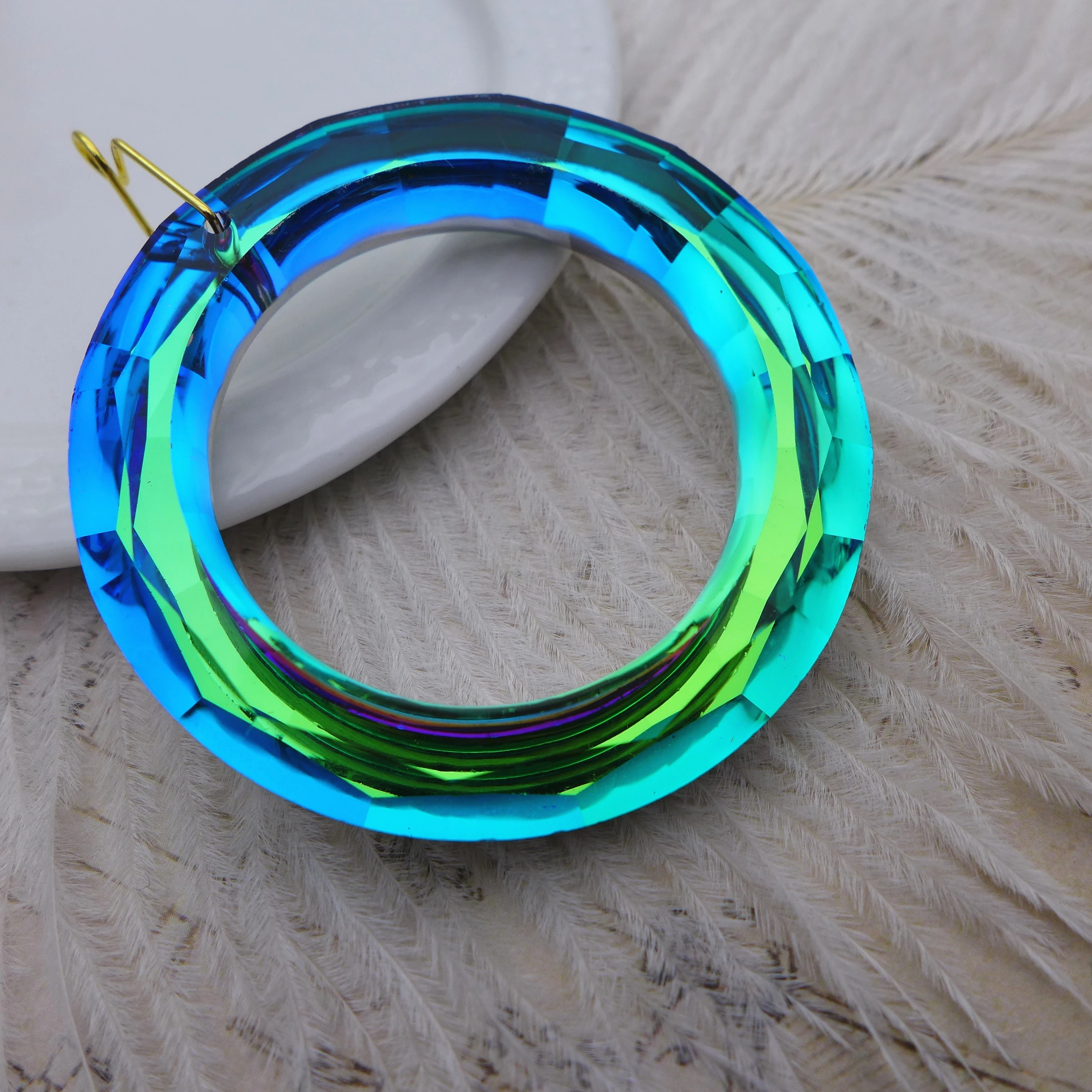 50MM Circle Suncatcher Window Crystal Prisms Lot DIY Raibow Pendants Glass Hanging  Ring Beads Windchimes Outdoor Garden 8PCS