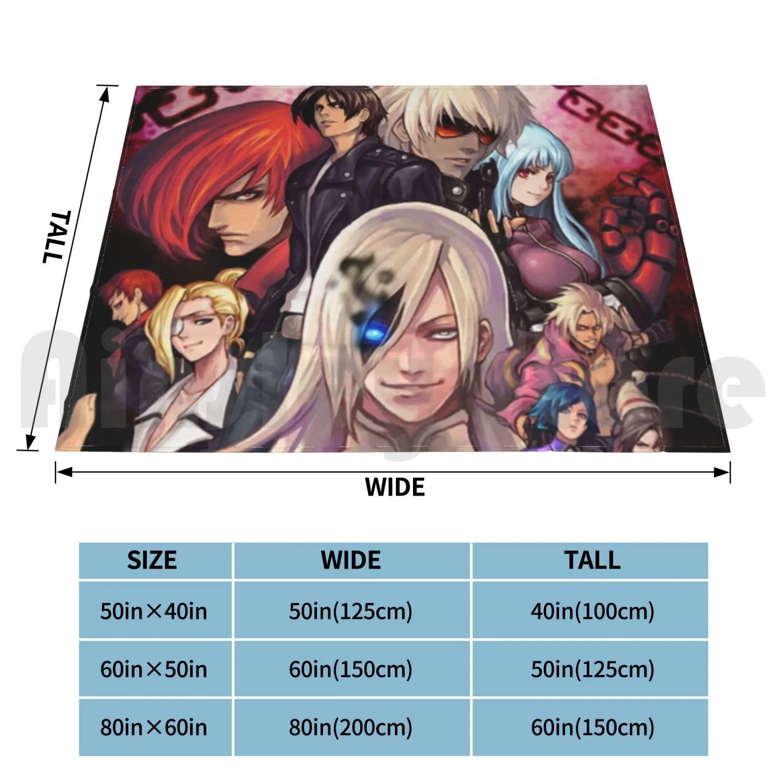 Blanket King Of Fighters Characters Kula Diamond Iori Yagami Kyo Kusanagi Ash Crimson Saiki Vice Mature Elizabeth Kof Xii Print